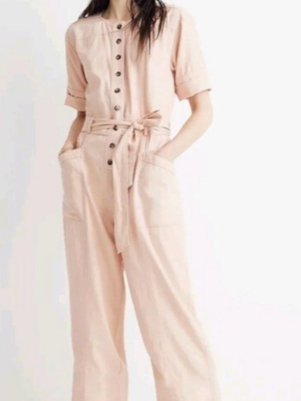 Madewell Top-Stitched Coverall Jumpsuit. Light coral color.  Size 2